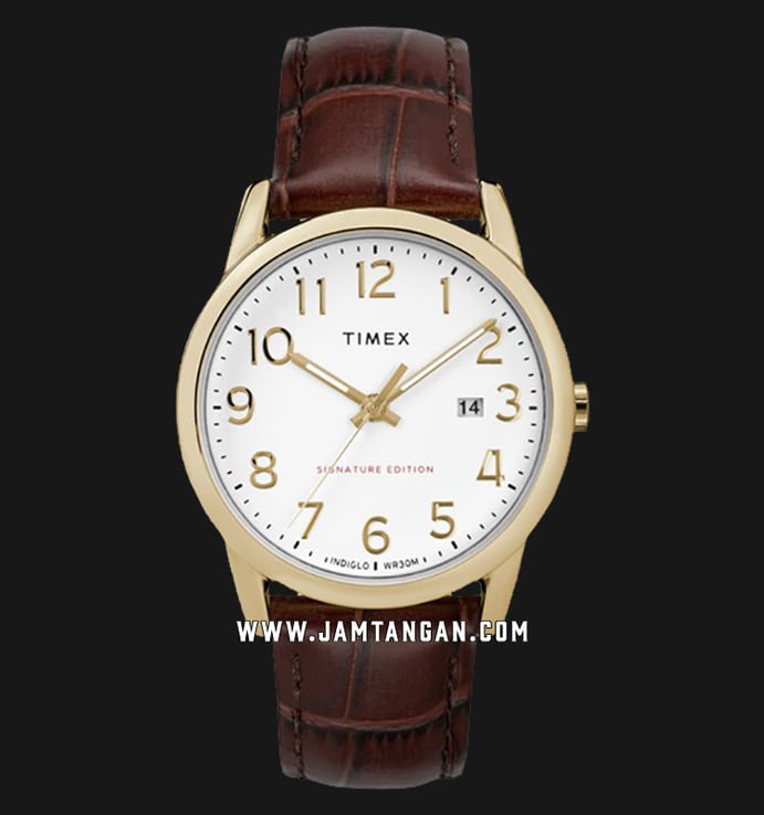 Timex Easy Reader TW2R65100 Men White Dial Brown Leather Strap