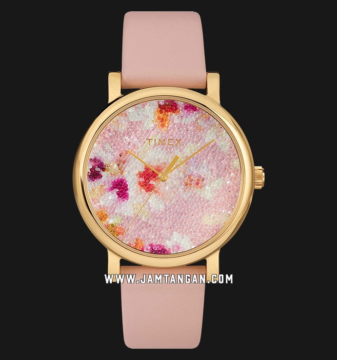 Timex Crystal Bloom TW2R66300 Ladies Multicolor Dial Pink Leather Strap