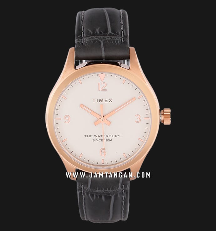 Timex The Waterbury Classic TW2R69600 Ladies White Dial Black Leather Strap