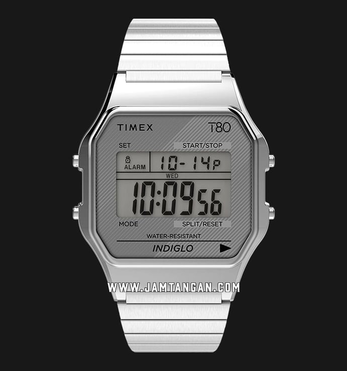 Timex T80 TW2R79100 Indiglo Digital Dial Stainless Steel Strap