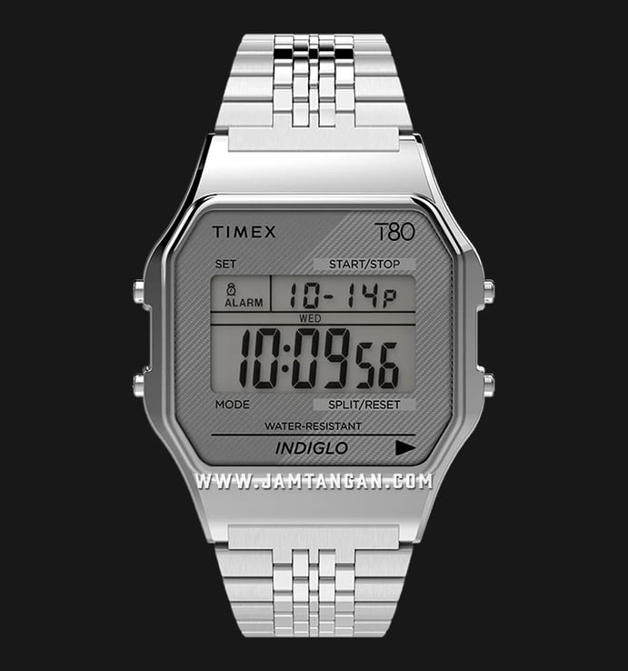 Timex T80 TW2R79300 Digital Dial Silver Stainless Steel Strap