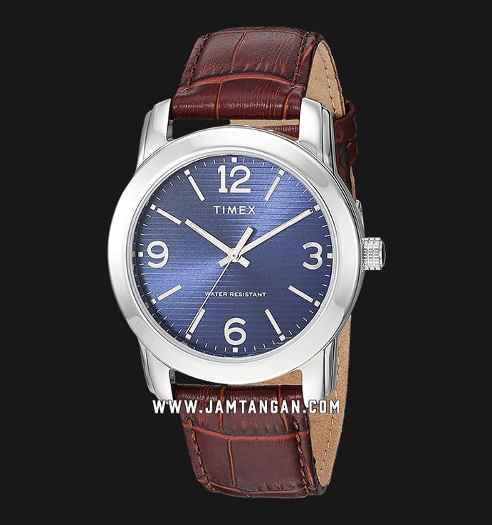 Timex Classic TW2R86800 Men Blue Dial Brown Leather Strap
