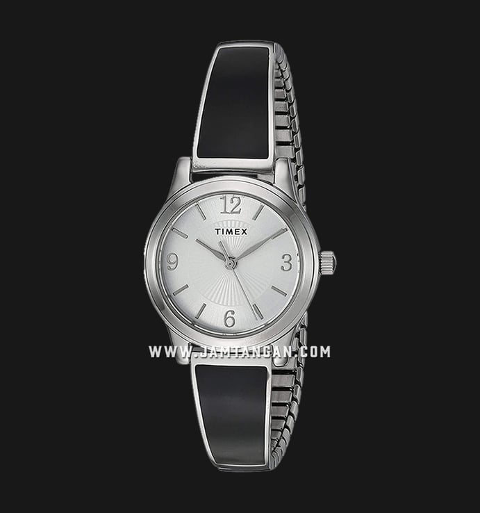 Timex Stretch Bangle TW2R92700 Fashion Ladies Silver Dial Dual Tone Stainless Steel Strap