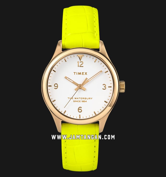 Timex Waterbury Neon TW2R95700 Ladies White Dial Yellow Leather Strap