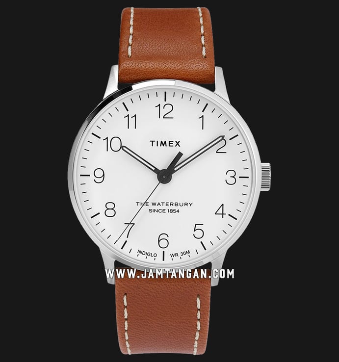 Timex TW2T27500 Waterbury Classic White Dial Brown Leather Strap