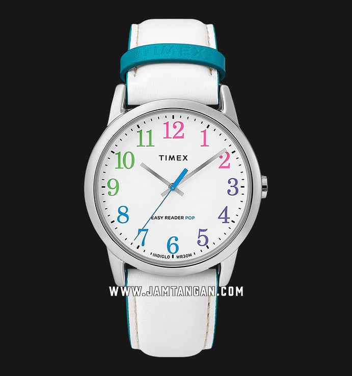 Timex Easy Reader TW2T28400 Ladies White Dial White Leather Strap