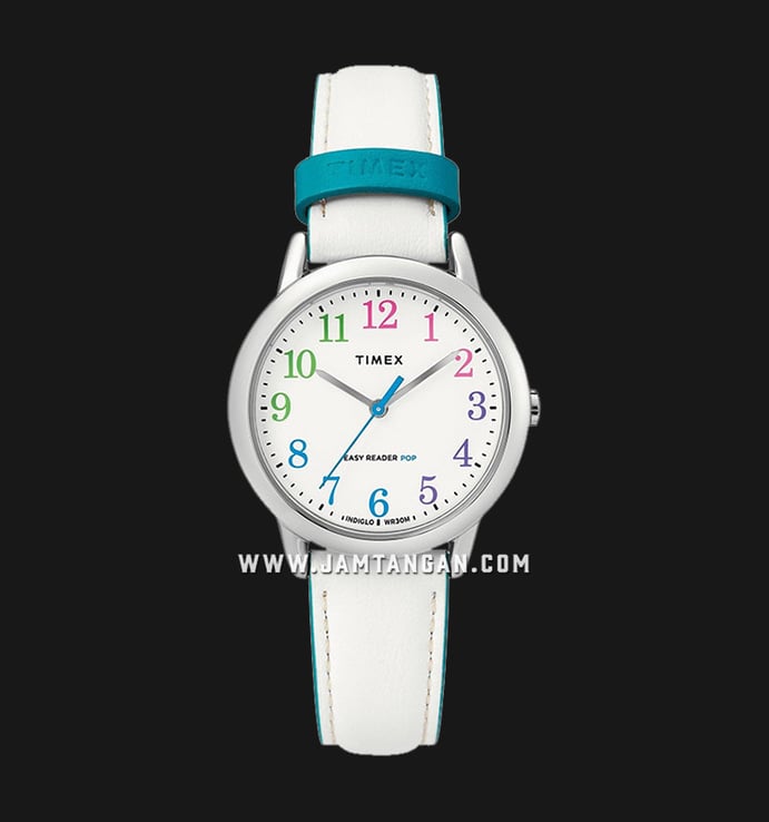 Timex Easy Reader TW2T28800 Ladies White Dial White Leather Strap