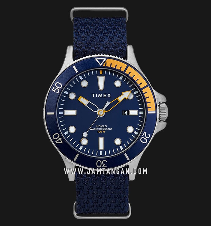 Timex TW2T30400 INDIGLO Allied Coastline Blue Dial Blue Fabric Strap