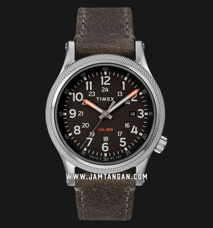 Timex TW2T33200 INDIGLO Allied LT Black Dial Grey Leather Strap