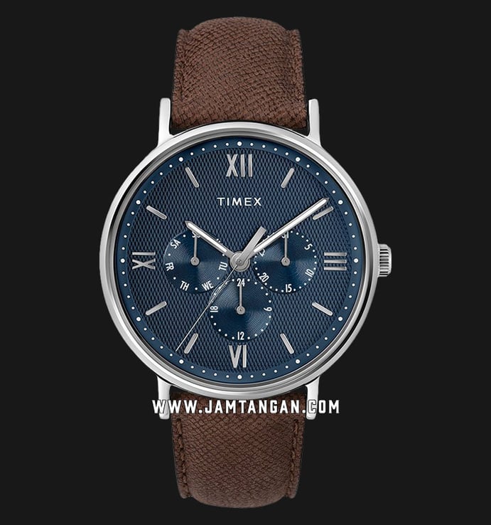 Timex TW2T35100 Southview Multifunction Blue Dial Brown Leather Strap