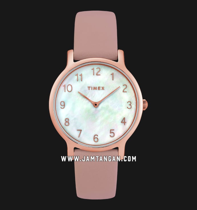 Timex TW2T36100 Metropolitan Mother of Pearl Dial Pink Leather Strap