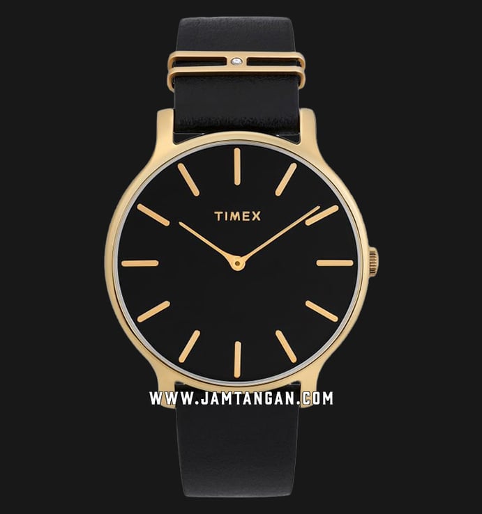  Timex Transcend TW2T45300 Black Dial Black Leather Strap