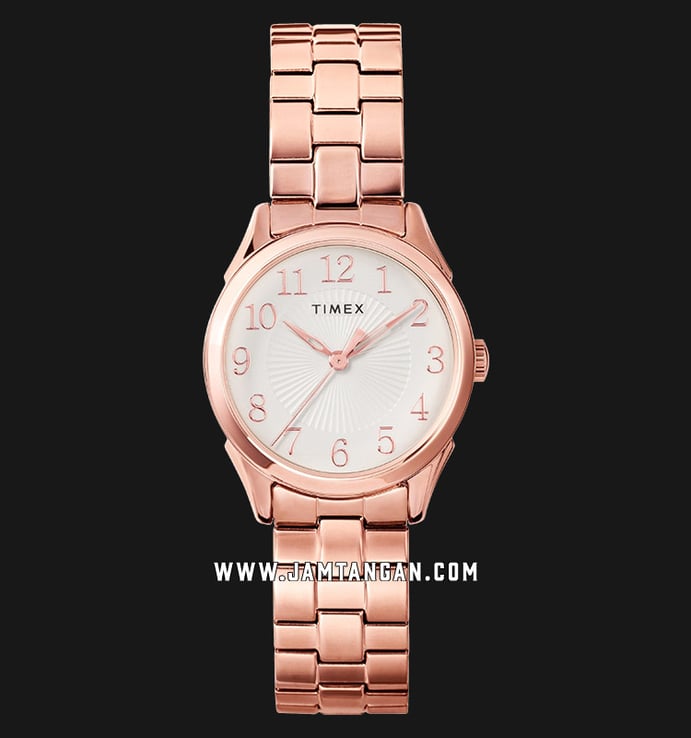 Timex TW2T45600 Briarwood White Dial Rose Gold Stainless Steel Strap