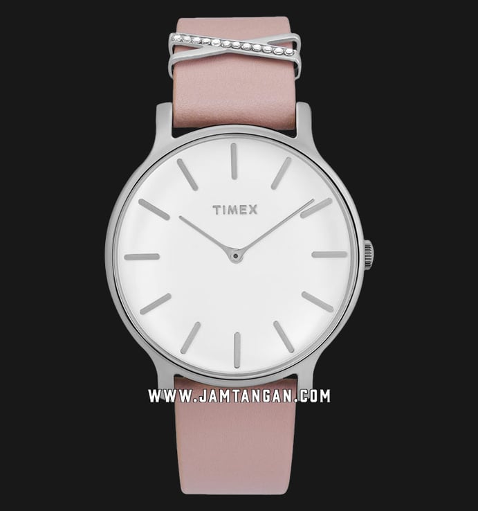 Timex Transcend TW2T47900 Ladies White Dial Pink Leather Strap