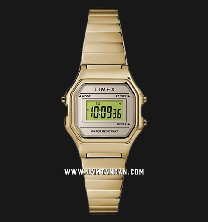  Timex TW2T48000 Ladies Digital Dial Gold Stainless Steel Strap