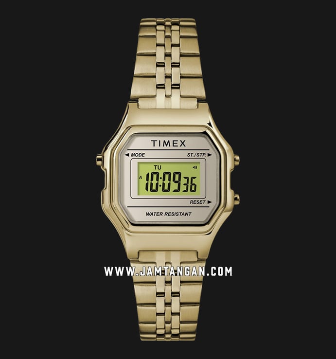Timex TW2T48400 Digital Mini Dial Gold Stainless Steel Strap