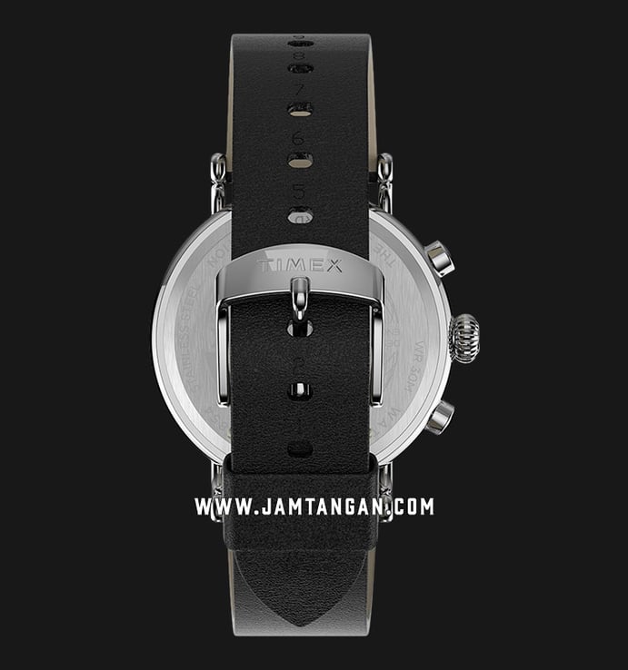 Timex Standard TW2T69100 Chronograph Men Black Dial Black Leather Strap