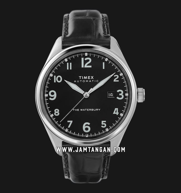 Timex Waterbury TW2T69600 Automatic Men Black Dial Black Leather Strap