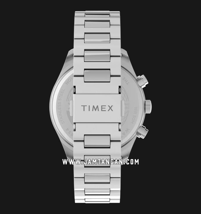 Timex Waterbury TW2T70300 Chronograph Men Black Dial Stainless Steel Strap