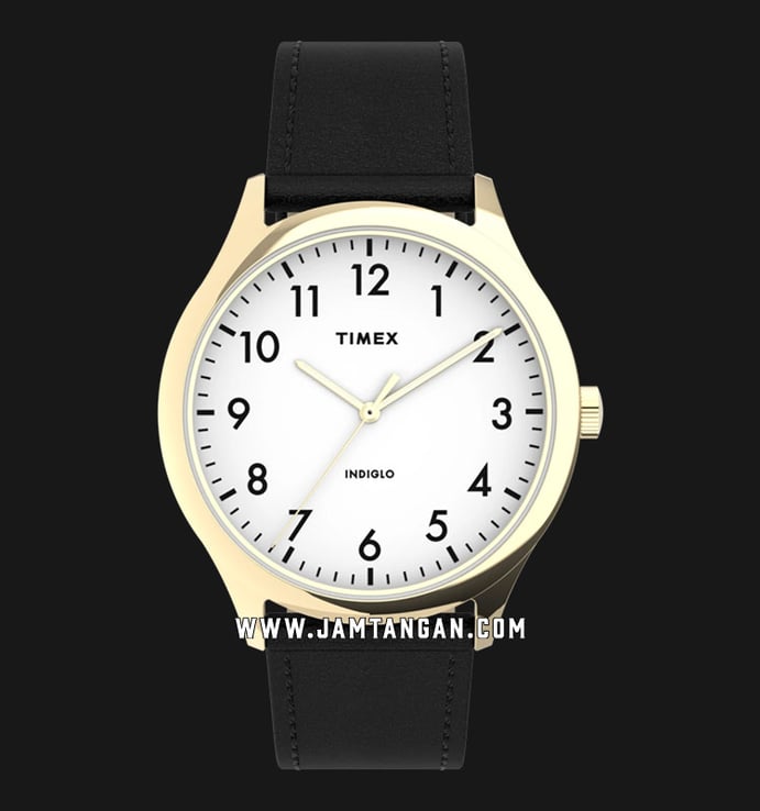 Timex Easy Reader TW2T71700 Modern Men White Dial Black Leather Strap