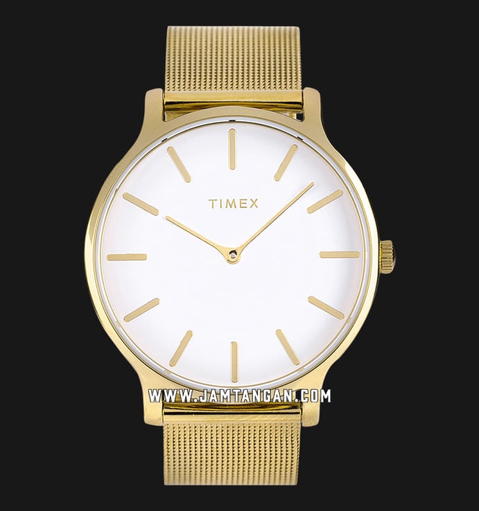 Timex Transcend TW2T74100 White Dial Gold Stainless Steel Strap