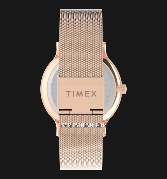 Timex Transcend TW2T74500 Ladies Pink Dial Rose Gold Mesh Strap