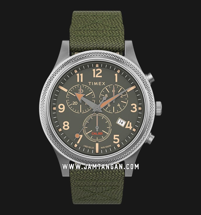 Timex Allied LT TW2T75800 Chronograph Green Olive Dial Green Olive Nylon Strap