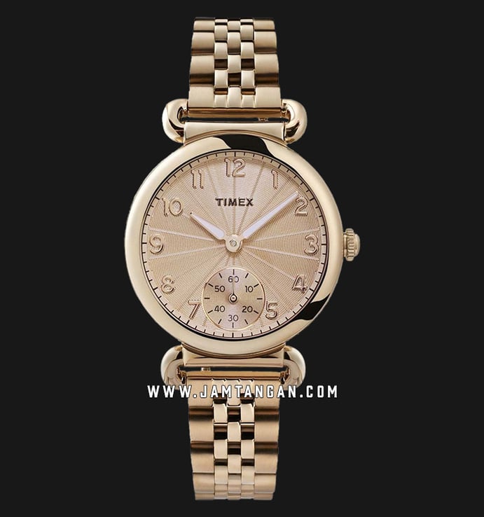 Timex Model 23 TW2T88600 Ladies Champagne Dial Gold Stainless Steel Strap