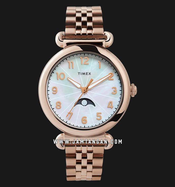 Timex Model 23 TW2T89400 Ladies Mother Of Pearl Dial Rose Gold Stainless Steel Strap