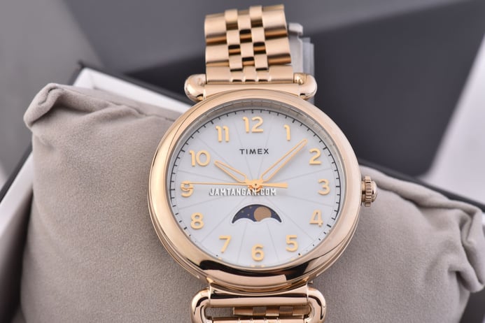Timex Model 23 TW2T89500 Ladies Mother Of Pearl Dial Gold Stainless Steel Strap
