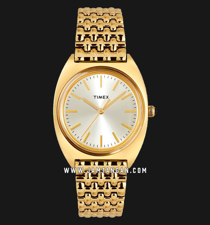 Timex Milano TW2T90400 Ladies Light Gold Sunray Dial Gold Stainless Steel Strap
