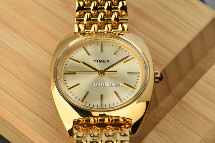 Timex Milano TW2T90400 Ladies Light Gold Sunray Dial Gold Stainless Steel Strap