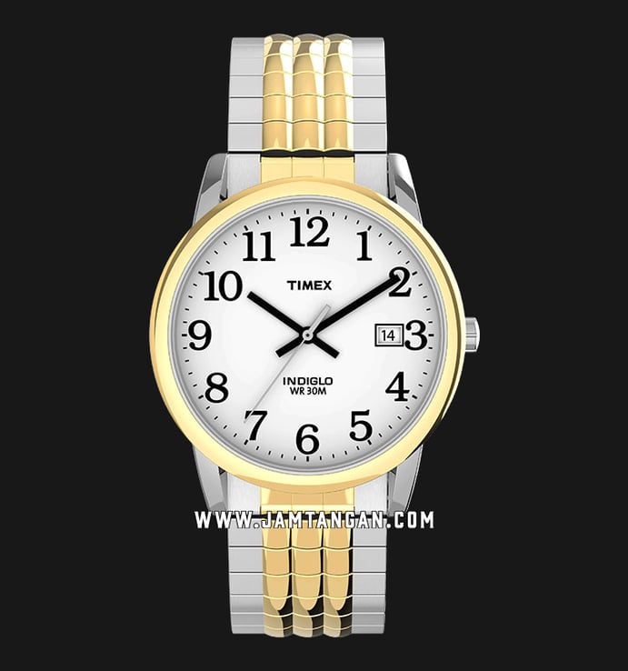 Timex Easy Reader TW2U08900 Indiglo White Dial Dual Tone Stainless Steel Strap