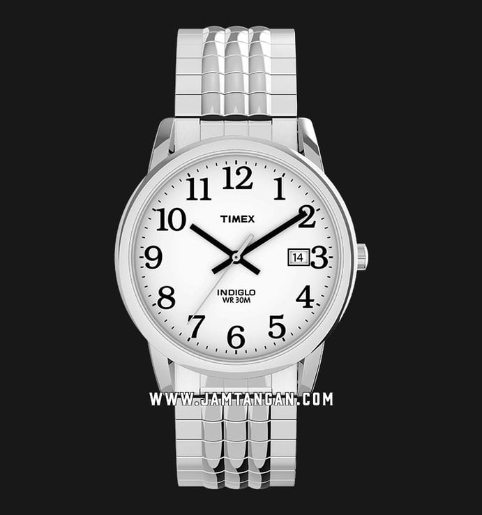 Timex Easy Reader TW2U09000 Indiglo White Dial Stainless Steel Strap