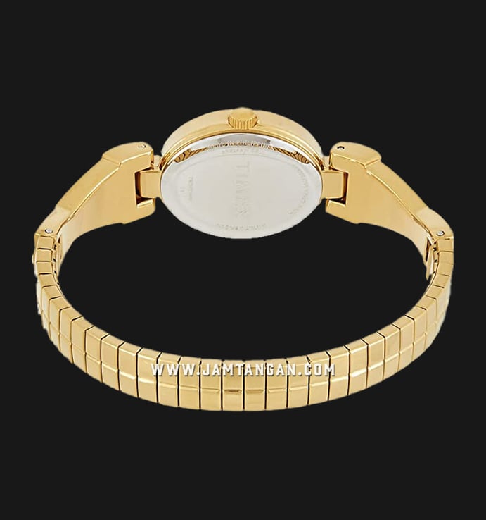 Timex Stretch TW2U12000 Fashion Ladies Gold Dial Gold Stainless Steel Strap