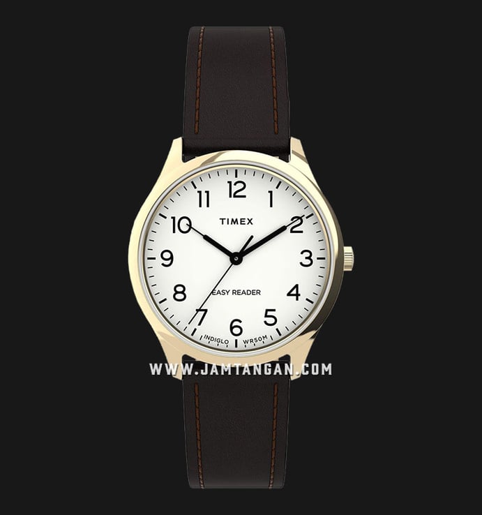 Timex Easy Reader TW2U21800 Ladies White Dial Brown Leather Strap