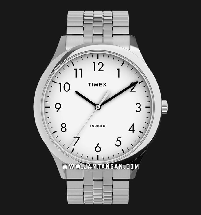 Timex Easy Reader TW2U39900 Indiglo White Dial Stainless Steel Strap