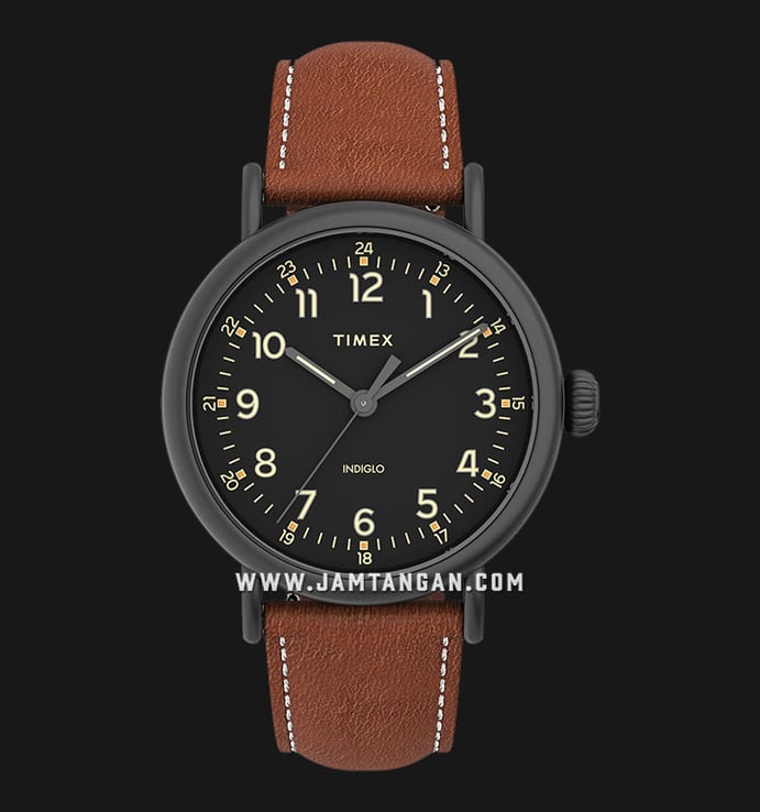Timex Standard TW2U58600 Men Indiglo Black Dial Brown Leather Strap