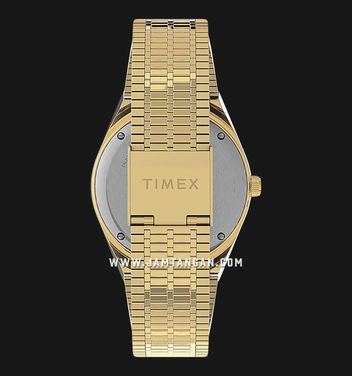 Timex Q TW2U62000 Reissue Blue Dial Gold Stainless Steel Strap
