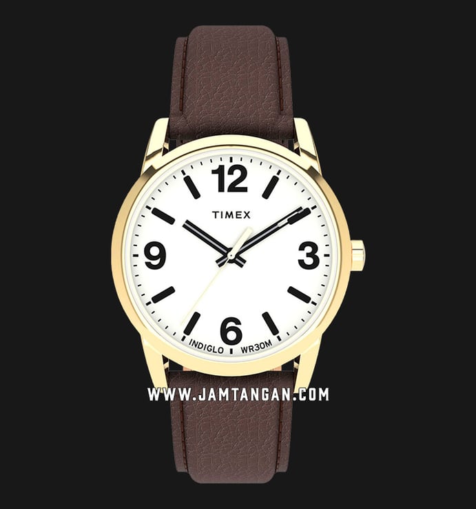 Timex Easy Reader TW2U71500 Indiglo White Dial Brown Leather Strap