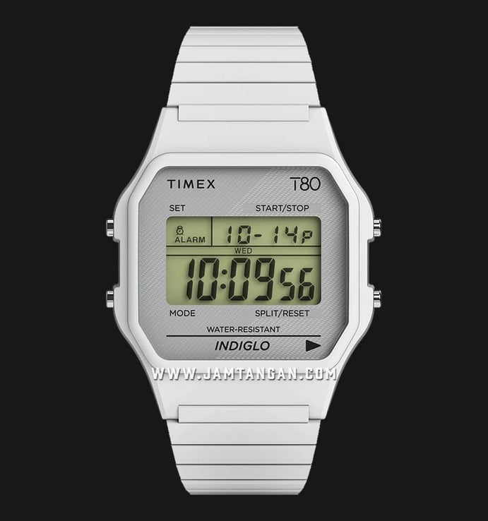 Timex T80 TW2U93700 Digital Dial White Stainless Steel Strap