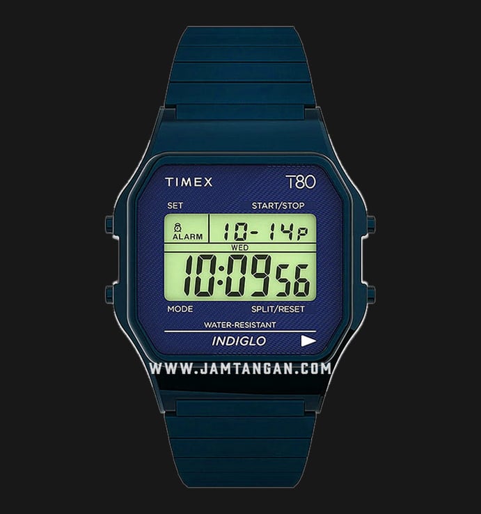 Timex T80 TW2U93800 Special Projects Lab Archive Digital Dial Blue Stainless Steel Strap