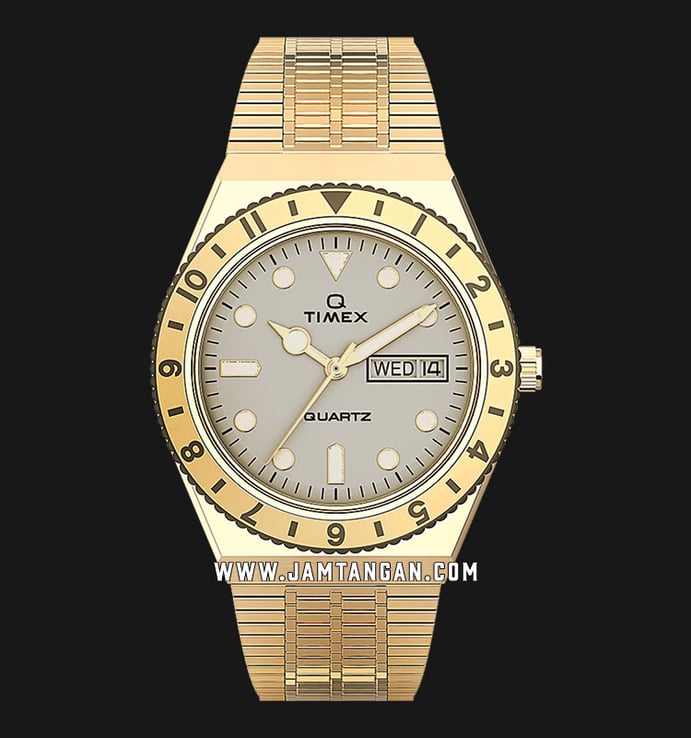 Timex Q TW2U95800 Silver Dial Gold Stainless Steel Strap