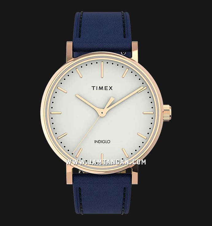 Timex Fairfield TW2U95900 Indiglo White Dial Blue Leather Strap