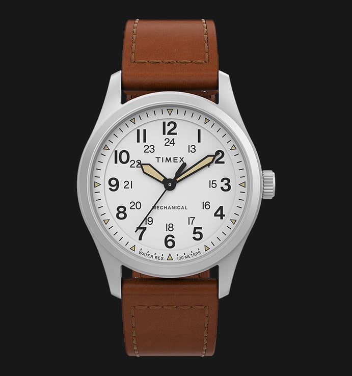 Timex Expedition TW2V00600 North Field Post Mechanical White Dial Brown Leather Strap