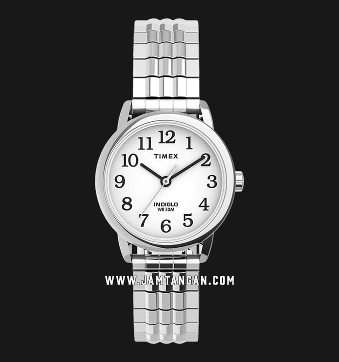 Timex Easy Reader TW2V05800 Indiglo White Dial Stainless Steel Expansion Strap