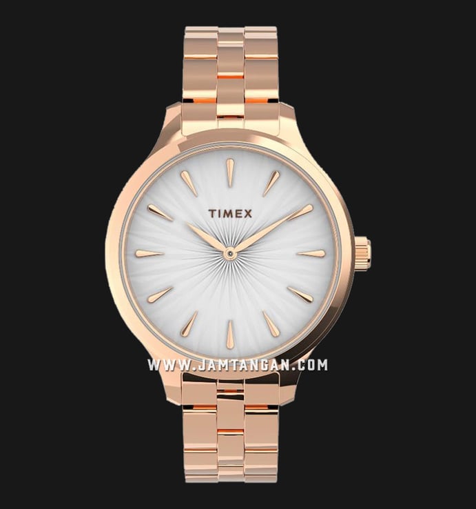 Timex Peyton TW2V06300 Ladies White Dial Rose Gold Stainless Steel Strap