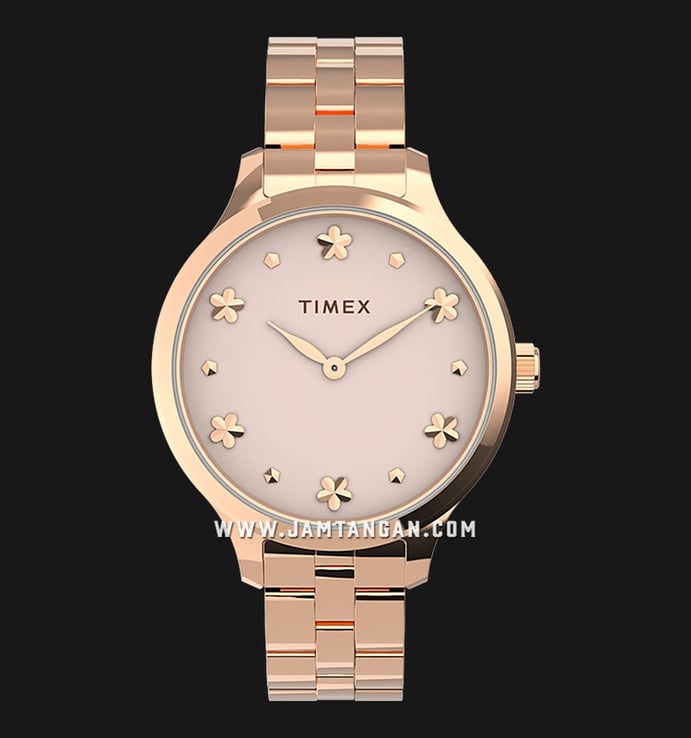 Timex Peyton TW2V23400 Soft Pink Dial Rose Gold Stainless Steel Strap