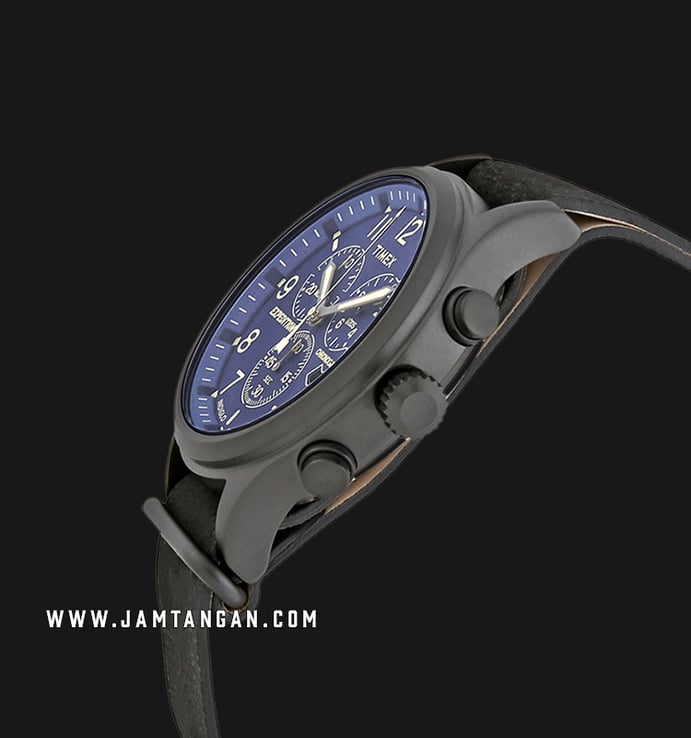 Timex Expedition Scout TW4B04200 Chronograph Mens Blue Dial Black Leather Strap