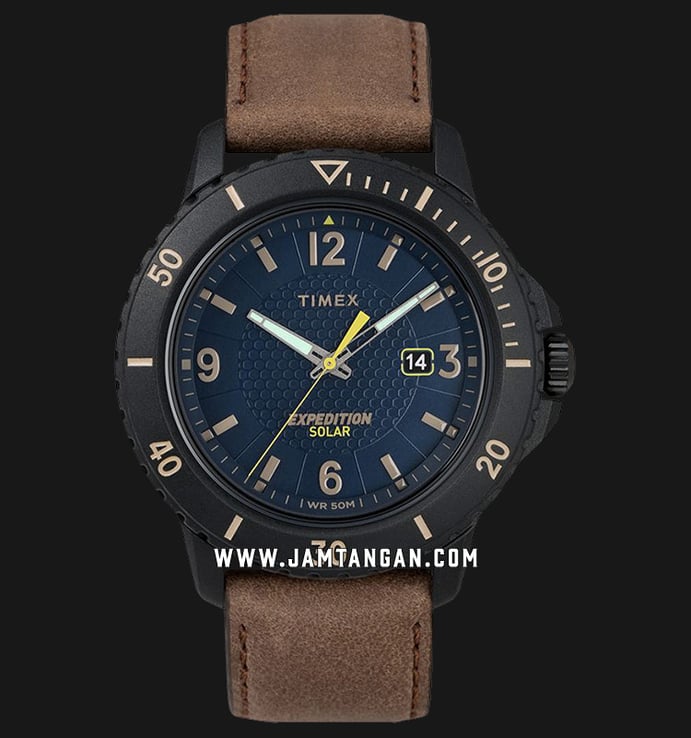 Timex TW4B14600 Expedition Gallatin Solar Blue Dial Brown Leather Strap